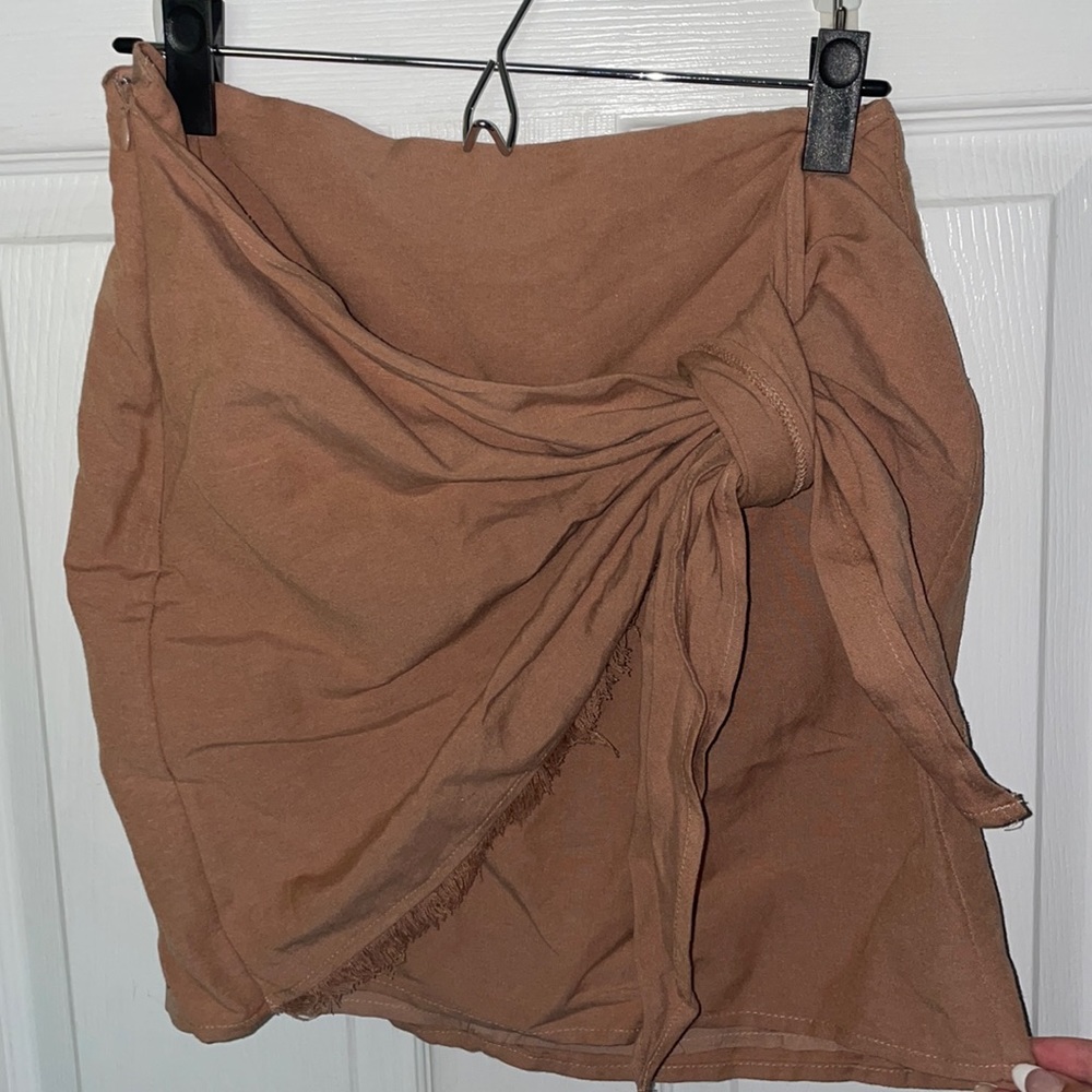 Tan Linen Honey Belle Mini Skirt